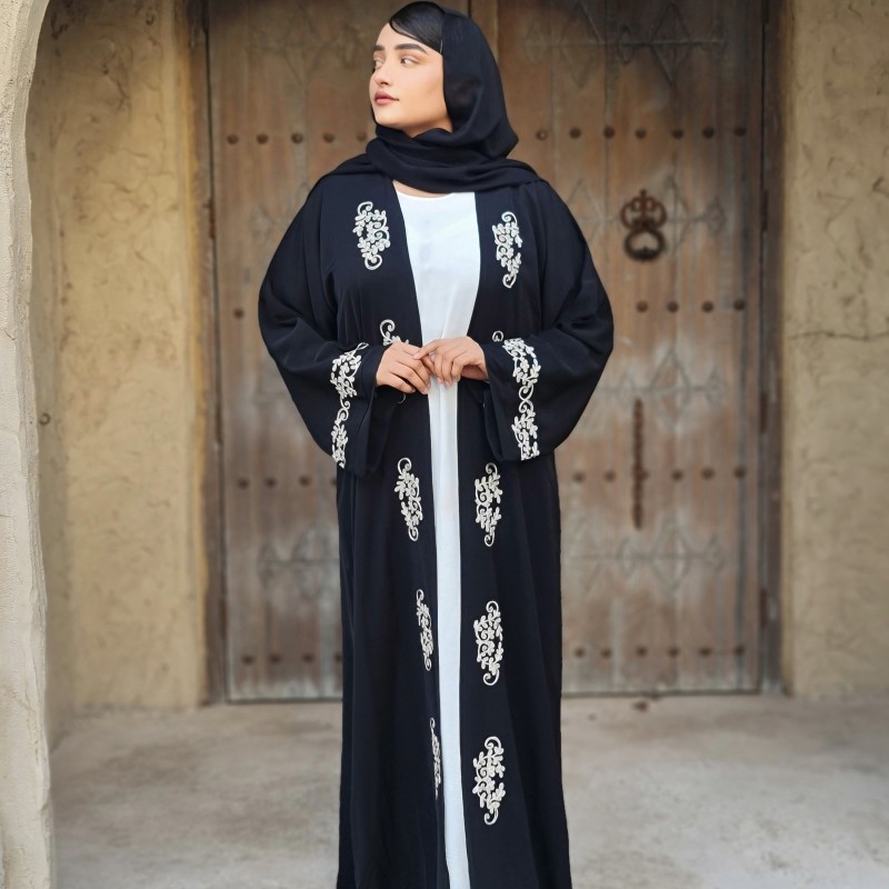 Sahar Muzdawij Abaya-Embroided-Two Piece Abaya